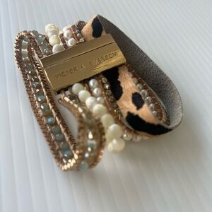 Victoria Emerson Gold and Leopard Print Bracelet